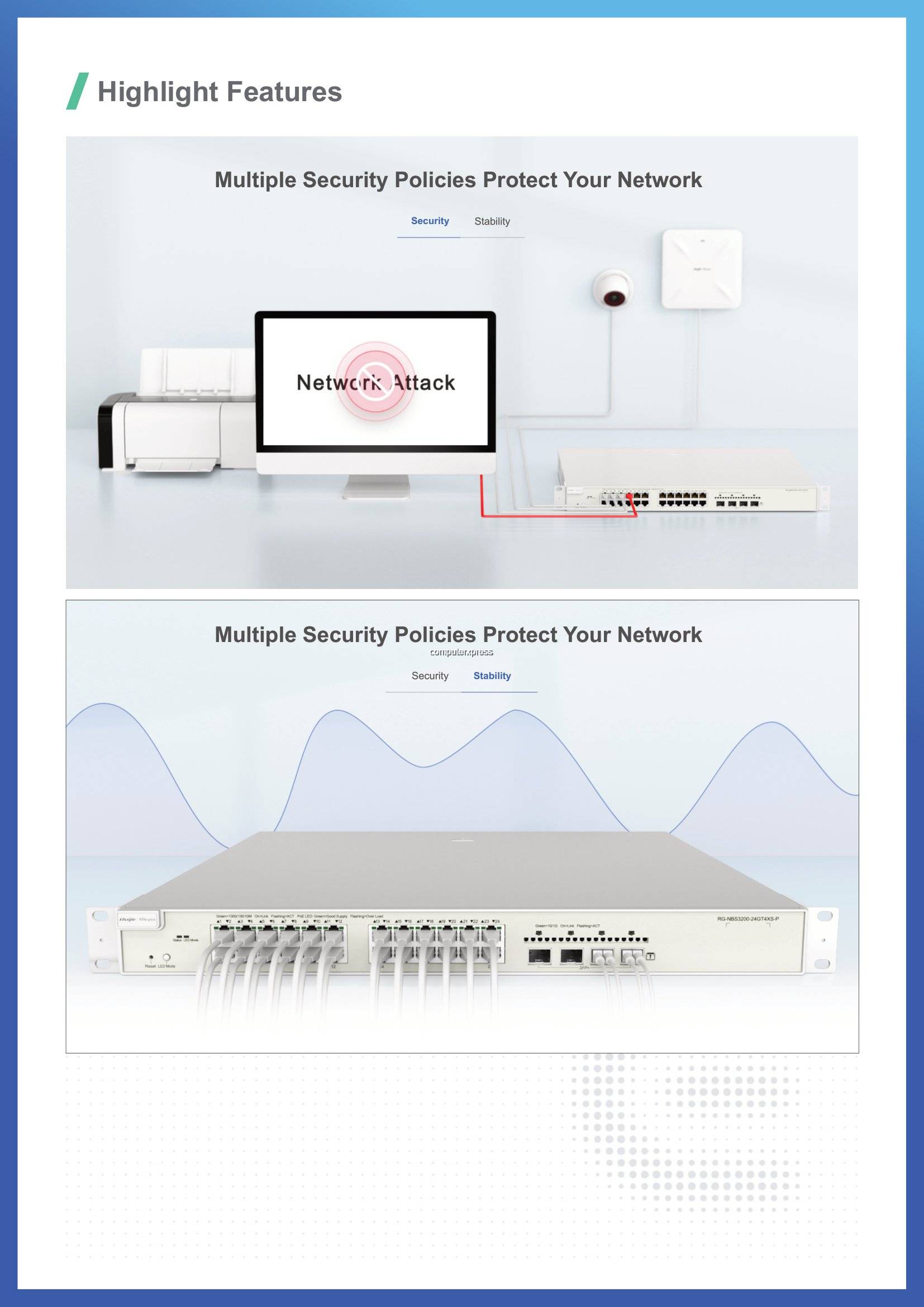 Ruijie Reyee NonPoE Switch RGNBS520024GT4XS, 24port Gigabit Layer 3